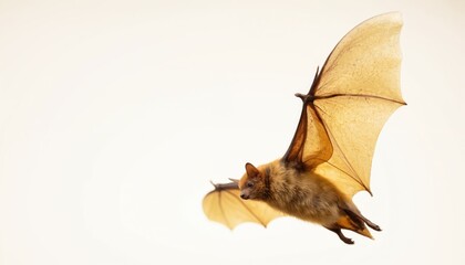 Fototapeta premium Pipistrelle bat flies. Mammal with unique wing structure in flight. Nocturnal wildlife, nature, animal kingdom creature, insectivore, aerodynamics, agility, conservation focus.