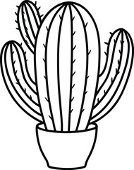 One Line Art Cactus Plant