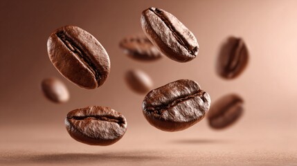 Captivating Coffee Beans Flying on Isolated Background