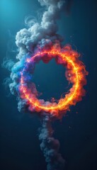 A digital illustration of a spiral of smoke and fire.