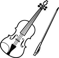 One Line Art Violin And Bow