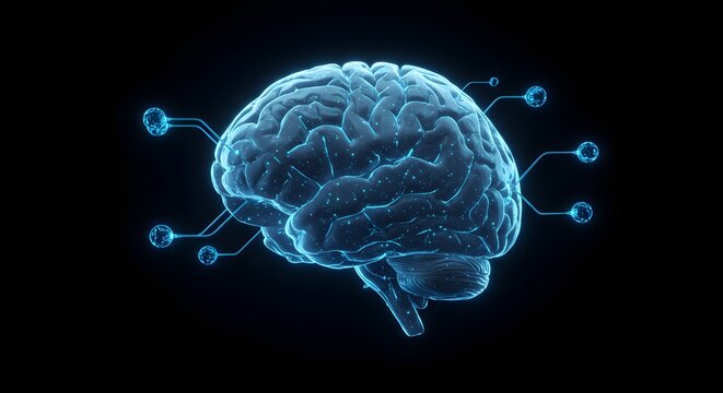 Neural Brain Mesh Concept – Futuristic AI & Neuroscience Visualization for Tech Presentations, Corporate Reports & Sci-Fi Media (3D Render, High-Res)