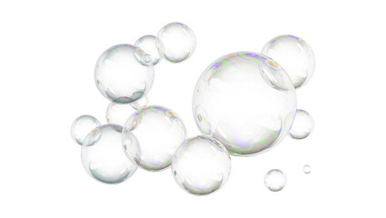 Iridescent Soap Bubbles Cluster,  Floating,  Abstract Background