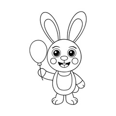 Obraz premium printable smiling bunny holding gift outline