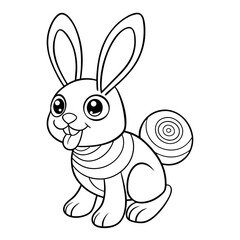 Obraz premium printable cheerful bunny blowing snowflakes outline