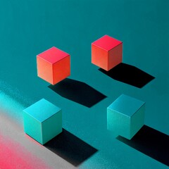 Obraz premium floating cubes in soft pinks and greens with shadow depth