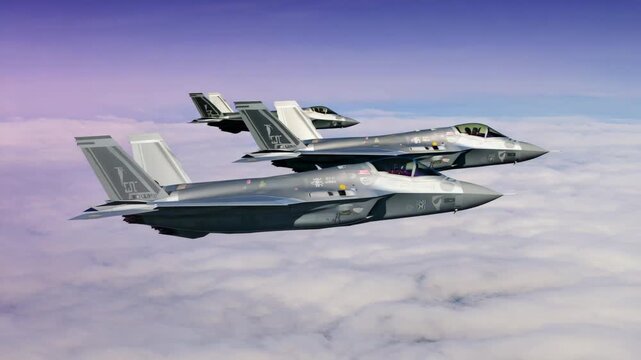 Gen-4 Turbo Chinese J-20 fighter jets flying in the air 