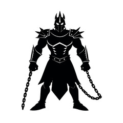 Silhouette of a gladiator in chained armor