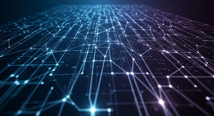 Obraz premium Abstract circuit board with glowing lines. Digital network connection and data transfer. Concept of artificial intelligence and technology.