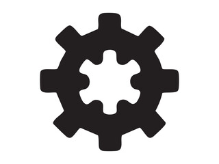 Black silhouette of gear, isolated on white background. concept of mechanical, engineering, problem solving, icon, logo, industrial design element.