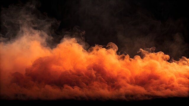 Abstract orange smoke on black background