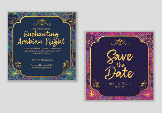 Gold And Purple Arabian Night Invitation