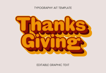 Orange Thanksgiving Text Happy Bold Shadow Font Effect