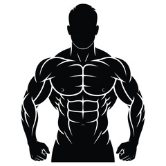 Fototapeta premium Muscular man bodybuilder silhouette with defined abs