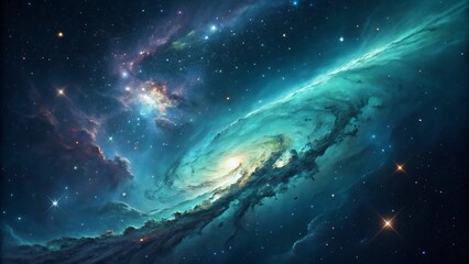 Fototapeta premium stylish elegant modern detailed professional high quality Cosmic Blue Green Spiral Galaxy