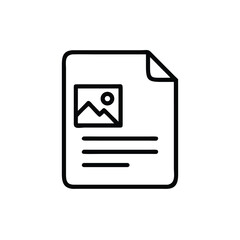 Clean black outline icon of a document with lines