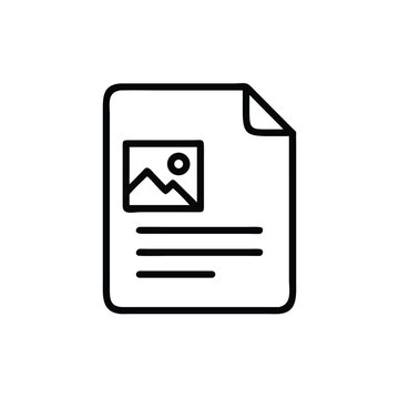 Clean black outline icon of a document with lines