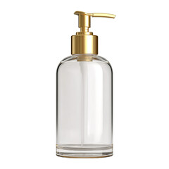 Elegant Liquid Soap Dispenser: A sophisticated liquid soap dispenser with a clear glass bottle and a gleaming gold pump, perfect for adding a touch of luxury to any bathroom or kitchen.