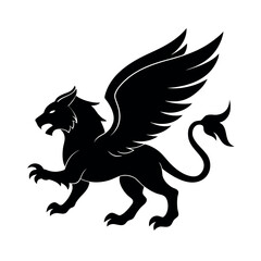 Fototapeta premium Mythical winged beast griffin silhouette