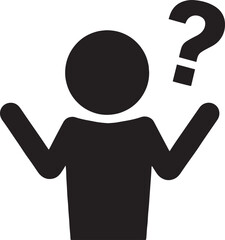 Confused Person Silhouette Icon &ndash; Problem or Question Symbo