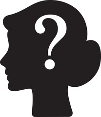 Woman Head with Question Mark – Problem Solving Icon