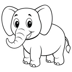 Obraz premium Cute baby elephant outline silhouette