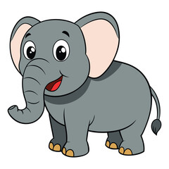 Naklejka premium Cute cartoon baby elephant silhouette