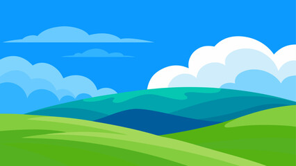 Obraz premium Vibrant green hills under a blue sky