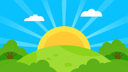 Fototapeta premium Bright sunny day over rolling green hills