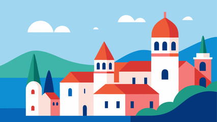 Naklejka premium vector illustration of a castle