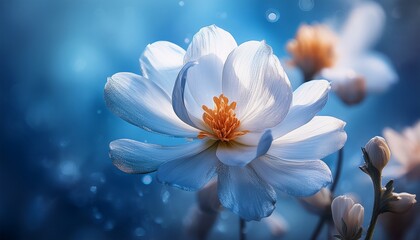 a stunning floral image featuring a beautifully detailed blooming flower against an artistic blue toned background showcasing nature s elegance and creativity in photography