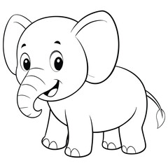 Obraz premium Cute baby elephant outline silhouette