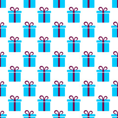 Gift box seamless pattern on white background