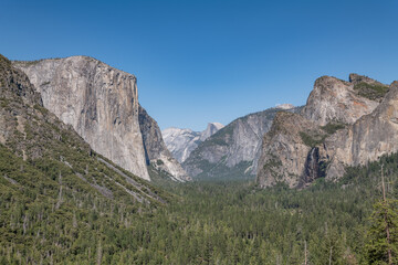 Tunnel View, Yosemite National Park, California. Sierra Nevada. Yosemite Valley  is a glacial valley.
