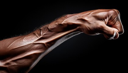 Obraz premium strong muscular arm with veins under tension