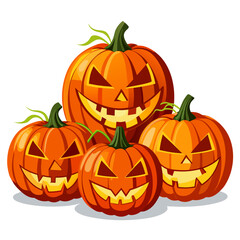 Halloween Jack-o’-Lantern Pumpkin Vector Icons Collection Isolated Set