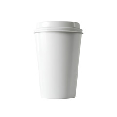 Simple Coffee Cup: A pristine white coffee cup with a fitted lid, ready to serve your preferred beverage with simplicity. 