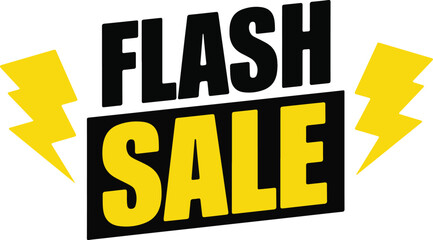 Bold flash sale announcement with yellow lightning bolts