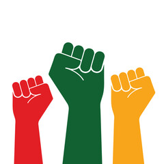 Raised Fist Illustration in Pan-African Colors &ndash; Black History Symbol