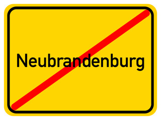 Illustration of a city exit sign for the city of Neubrandenburg
