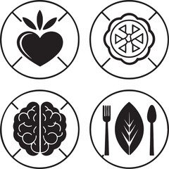 Abstract geometric shapes with a bold red circle and black lines silhouette