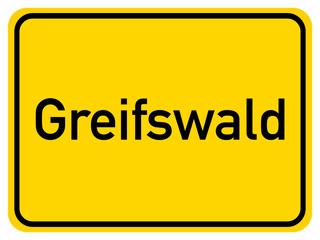 Illustration of a city entrance sign for the city of Greifswald