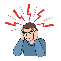 Flat vector of person with headache icon