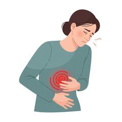 Flat vector of person with stomach ache