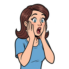 Vector of surprised woman with hands on cheeks