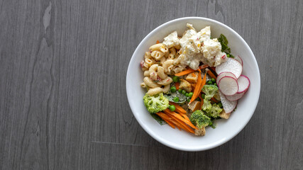Plate of Various Salads Garden, Vegetables , Pasta and Potato Salads