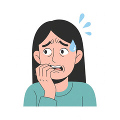 Flat vector of anxious person biting nails