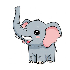 Cute flat vector of elephant raising trunk