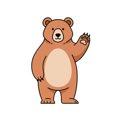 Simple flat vector of bear waving paw standing