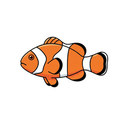 Minimal flat vector of cute clownfish side view